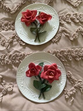 Bradford exchange of Ceramic Rose Wall Plaques - Coral Pink